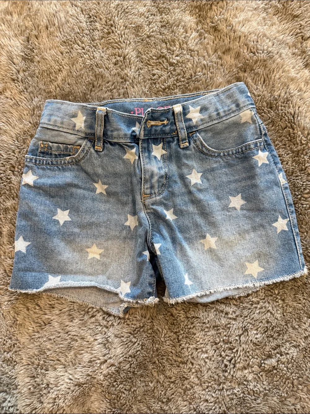 Children’s Place Girls Star Denim Shortie Shorts – Size 8 Slim